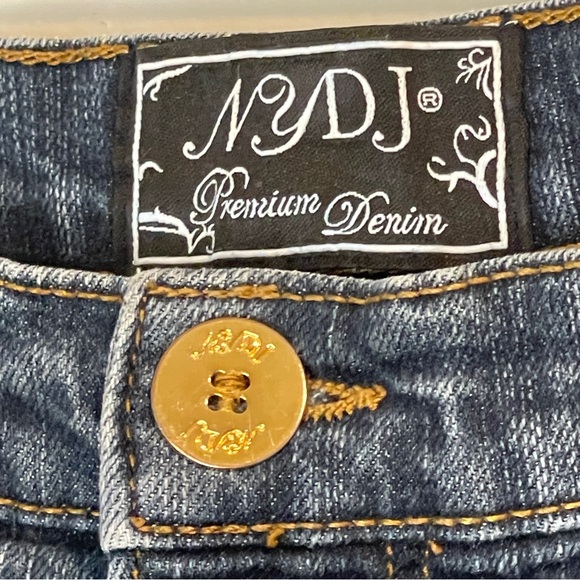NYDJ Premium Denim Cropped Stretch Jeans Size 12 Blue Rivet Accents - Picture 2 of 7